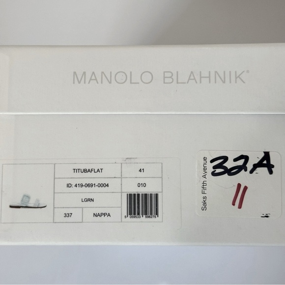 MANOLO BLAHNIK Tituba Buckle Slide Sandals Light Blue With Box Dust Bag Size 41 - Picture 3 of 16